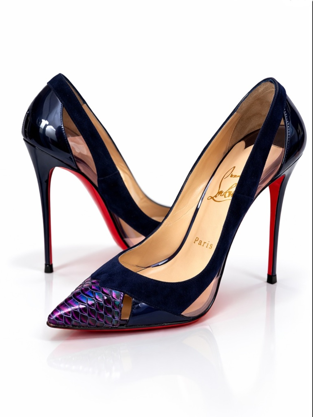 Christian Louboutin Galata 120 Eclipse Watersnake Cap Toe Heels Size 7 RARE